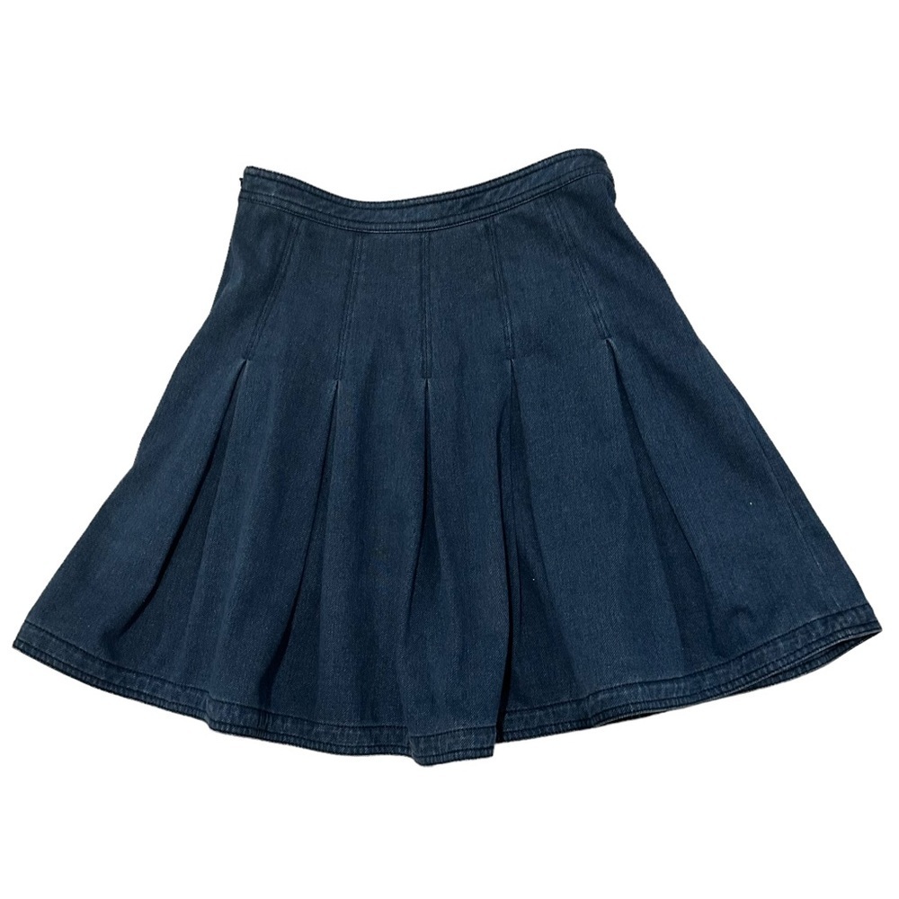 DIANE VON FURSTENBERG DVF Gemma Tennis Pleated Stretch Denim Skirt Indigo 2
